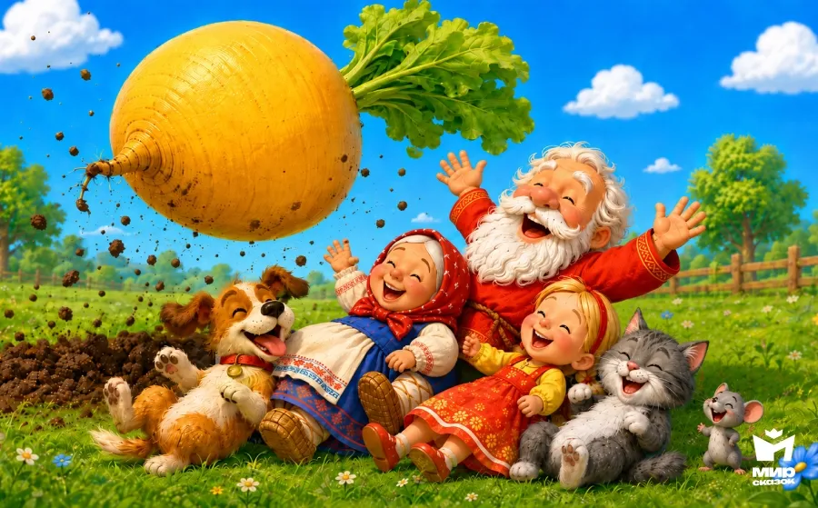 Вытянули всей семьей большую репку